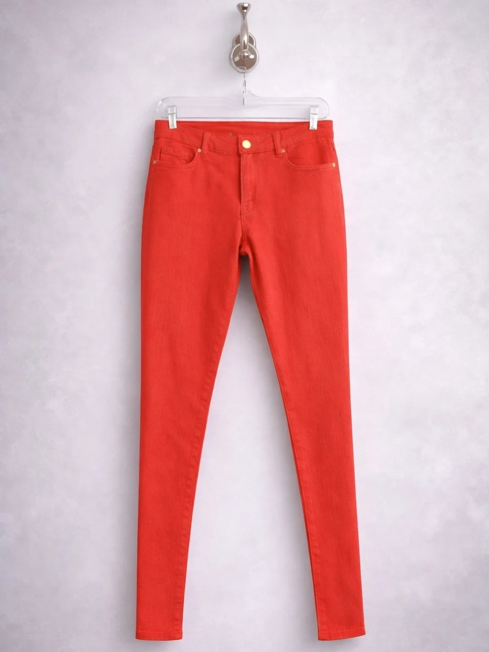 Michael Kors  Vibrant Izzy Sea Coral (Coral Red) Skinny Mid-rise Jeans